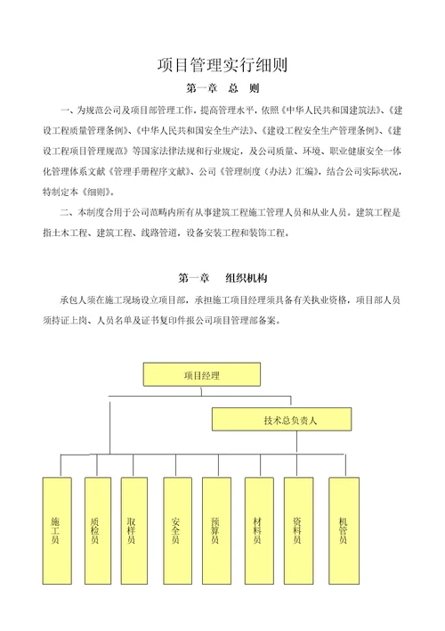 项目管理实施细则样本