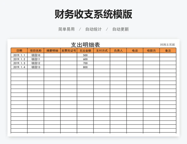 财务收支系统模版