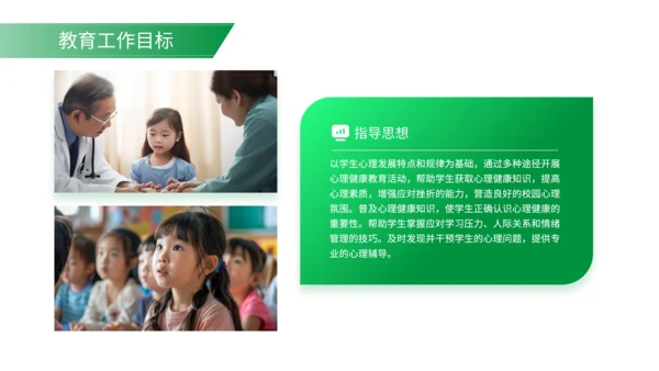 绿色简约风学生心理健康教育工作规划PPT