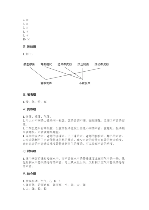 教科版科学四年级上册第一单元声音测试卷附参考答案【突破训练】.docx