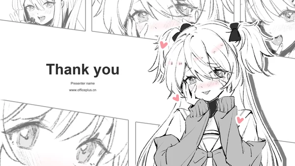 白色插画风次元少女教学通用PPT主题