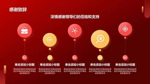 红色渐变风热烈欢迎各级领导莅临指导工作PPT模板