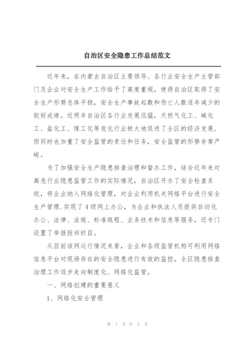 自治区安全隐患工作总结范文.docx