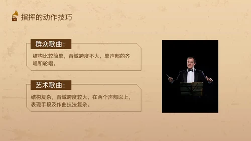 棕色复古怎样指挥唱歌PPT模板宣传PPT动态PPT