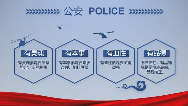 蓝色大气公安警察派出所演讲动态PPT
