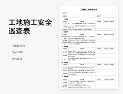 工地施工安全巡查表