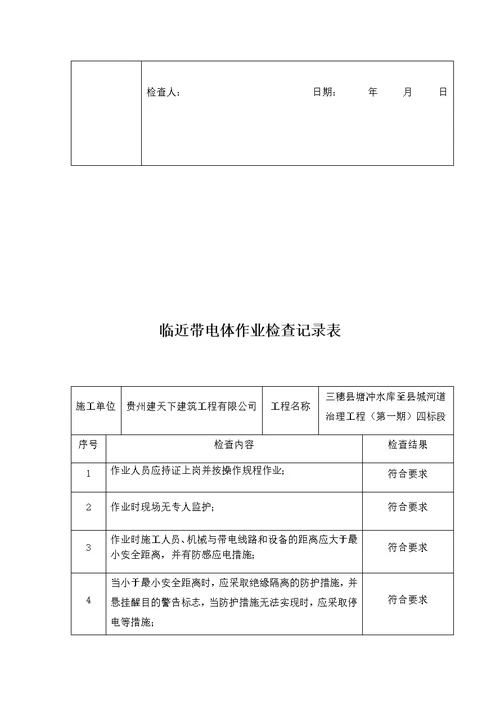 4.2.15临近带电体作业检查记录表