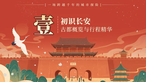 红色中国风西安旅行计划PPT模板