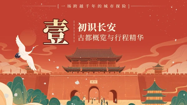 红色中国风西安旅行计划PPT模板