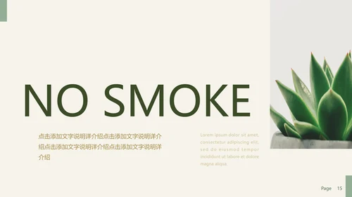 高级极简风世界无烟日主题PPT模板