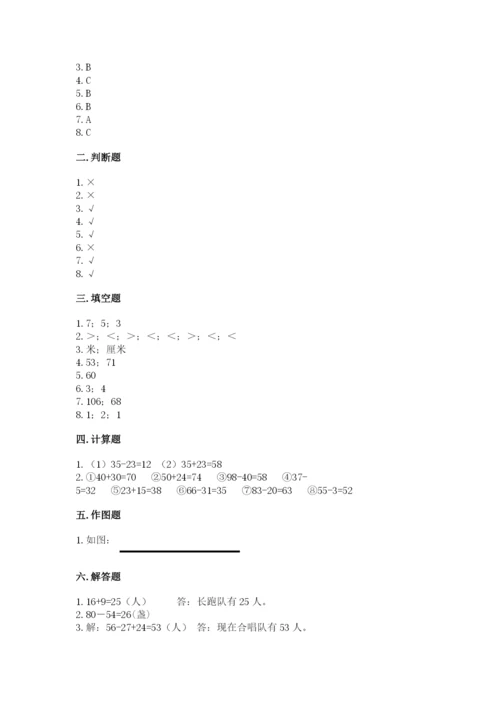人教版二年级上册数学期中考试试卷精品【典优】.docx