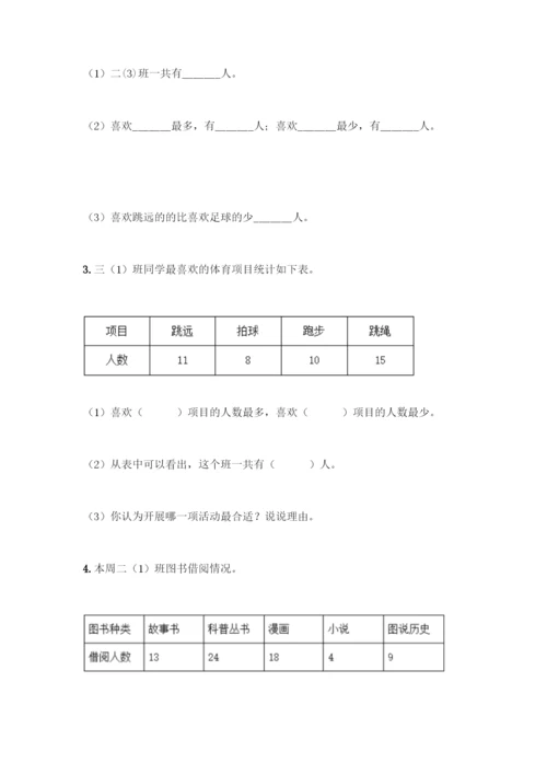 人教版二年级下册数学第一单元-数据收集整理-测试卷附答案(综合题).docx