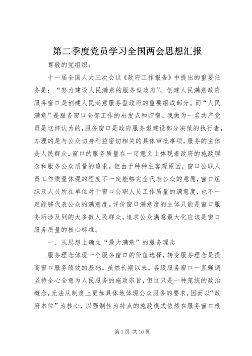 第二季度党员学习全国两会思想汇报.docx