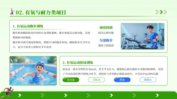 绿色3D风全民健身推广PPT模板