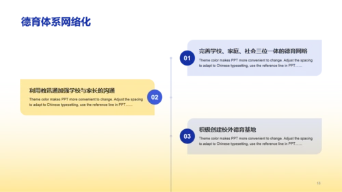 蓝黄色学生德育培训课件PPT模板