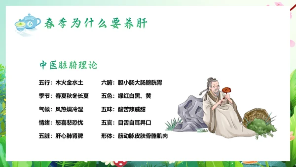 春暖花开春季养生，养肝通用PPT模板