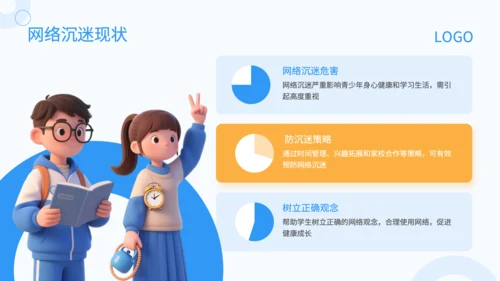 蓝色3D风防网络沉迷主题班会PP