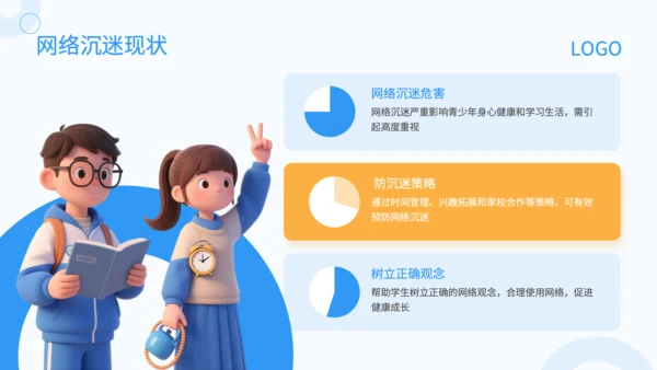 蓝色3D风防网络沉迷主题班会PP