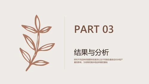 棕色简约风校园汇报植物品种研究和进展毕业答辩