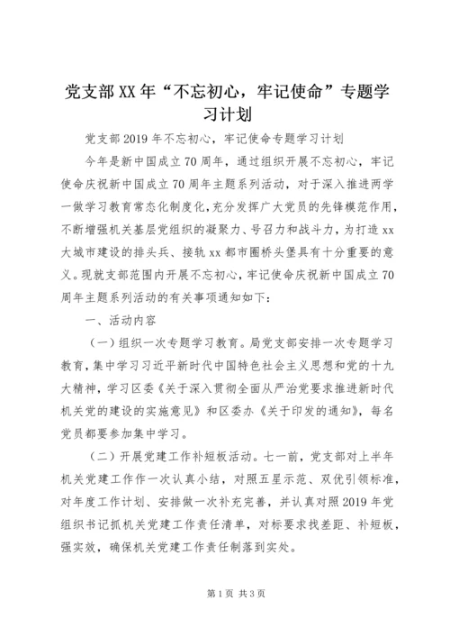 党支部某年“不忘初心，牢记使命”专题学习计划.docx