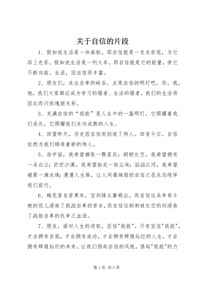 关于自信的片段.docx