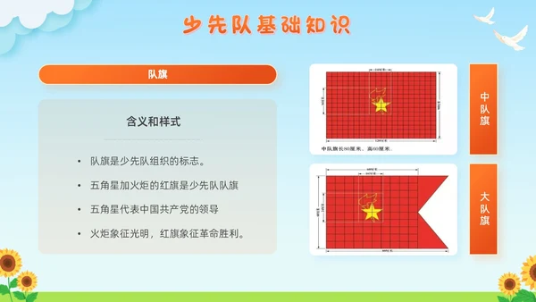 蓝色清新卡通校园学生光荣啊少先队员竞选主题班会PPT建队日
