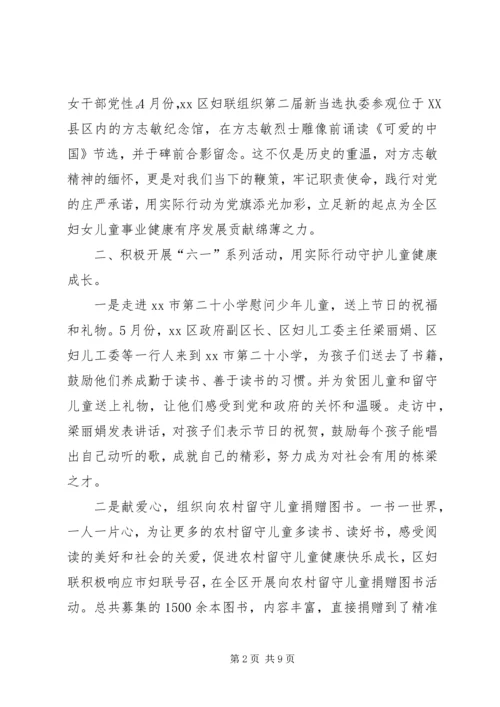 妇联工作开展情况的调研报告.docx