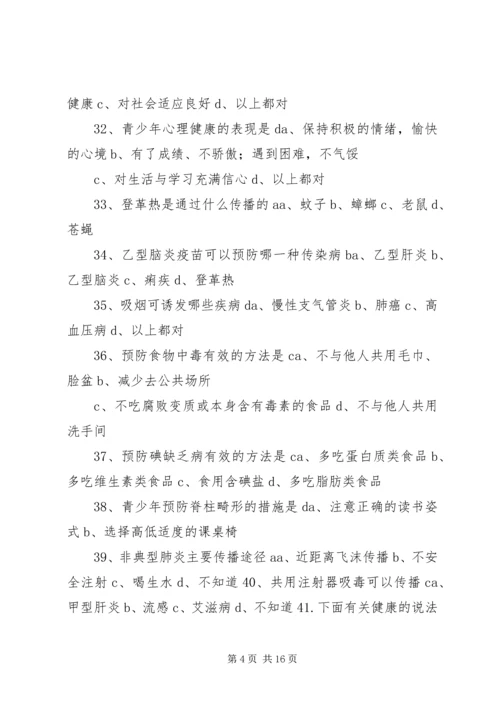 健康知识和行为考核问卷.docx