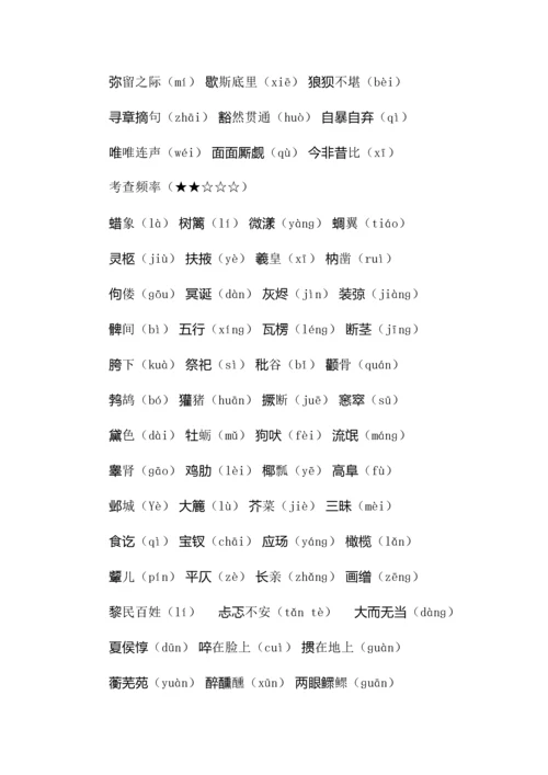 中考语文九年级上册易错字词汇总.docx