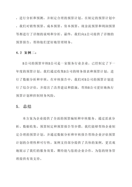 预算编制或审核服务方案