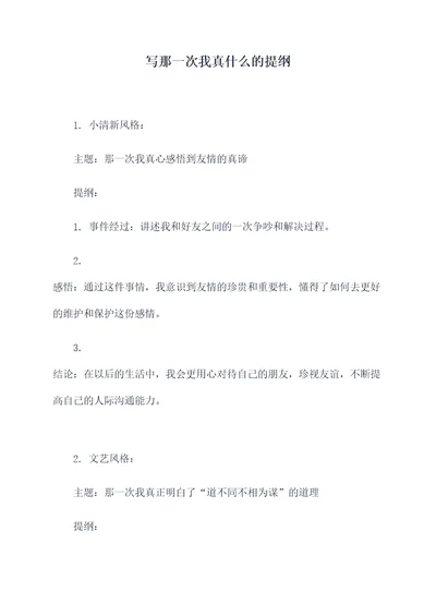 写那一次我真什么的提纲