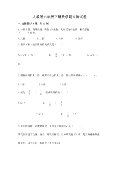 人教版六年级下册数学期末测试卷精品（典型题）.docx