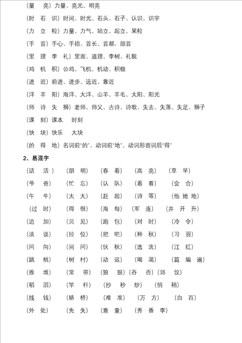 一年级下册语文复习重点词句