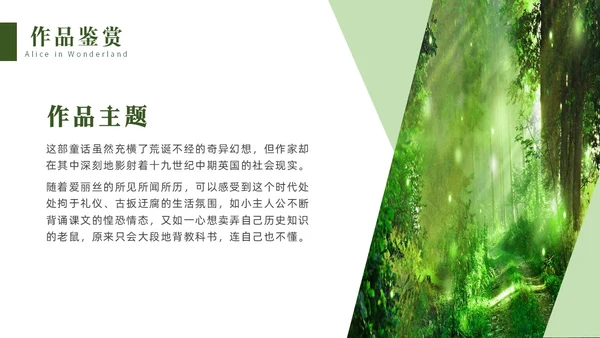 绿色实拍名著阅读分享会爱丽丝梦游仙境PPT读书分享