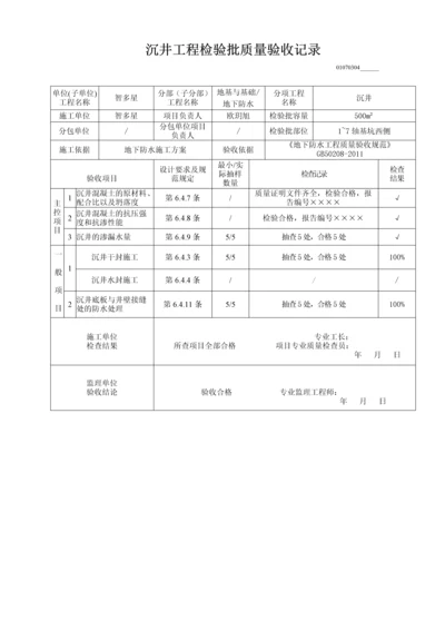 沉井工程检验批质量验收记录.docx