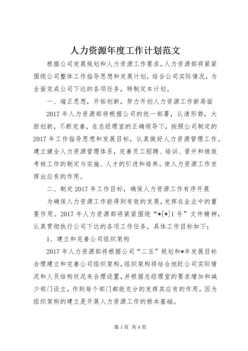 人力资源年度工作计划范文.docx