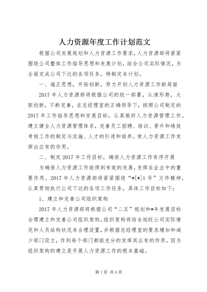 人力资源年度工作计划范文.docx