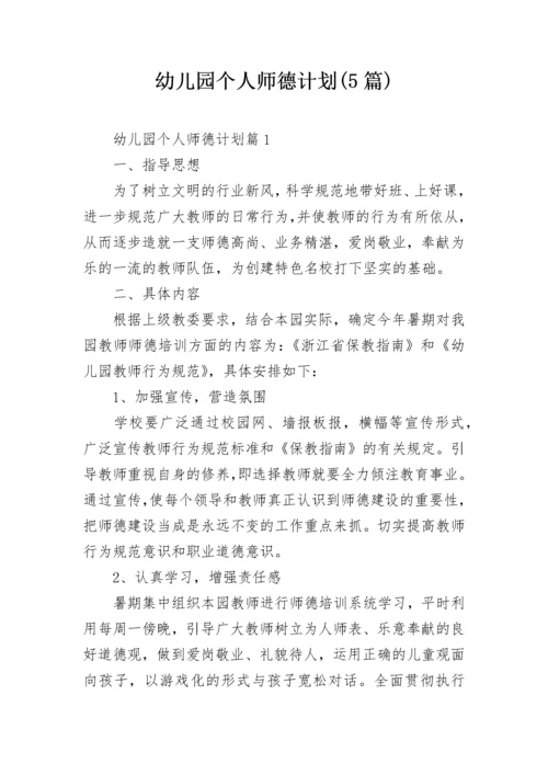 幼儿园个人师德计划(5篇).docx