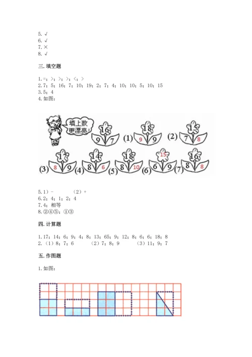 人教版一年级下册数学期中测试卷及答案【夺冠】.docx