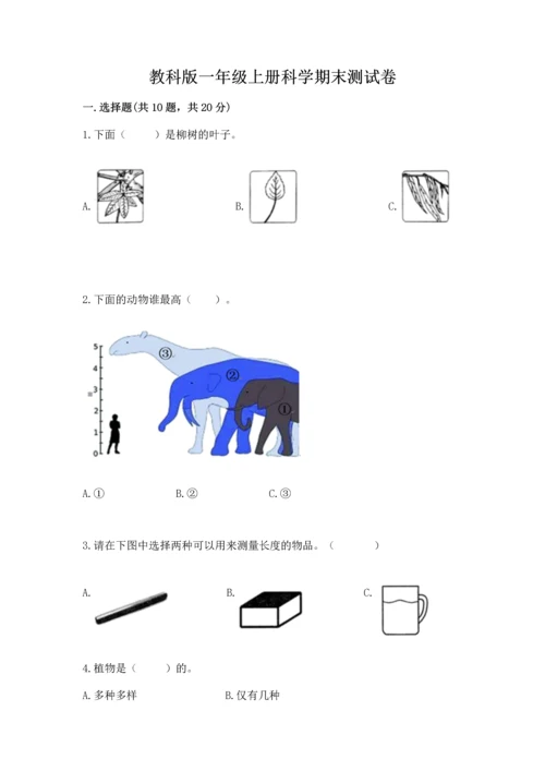 教科版一年级上册科学期末测试卷（a卷）.docx