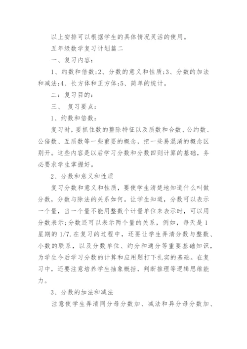 人教版五年级数学下册复习计划_五年级复习计划总结.docx