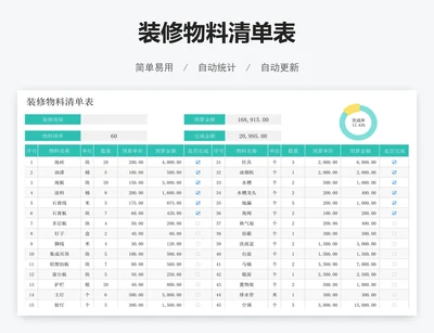 装修物料清单表