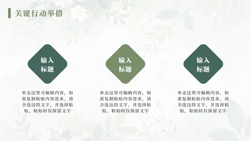 绿色水彩小清新花团锦簇汇报PPT模板
