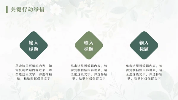 绿色水彩小清新花团锦簇汇报PPT模板