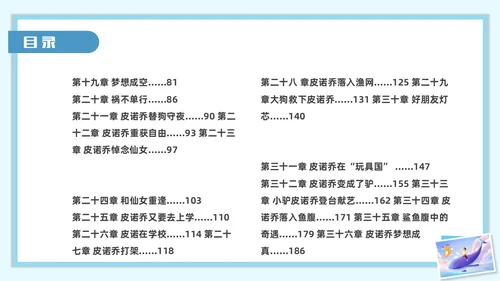蓝色水彩插画木偶奇遇记读书分享会PPT