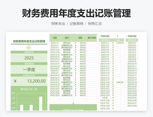 财务费用年度支出记账管理