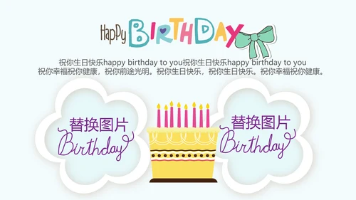 蓝色生日快乐电子相册动态PPT模板