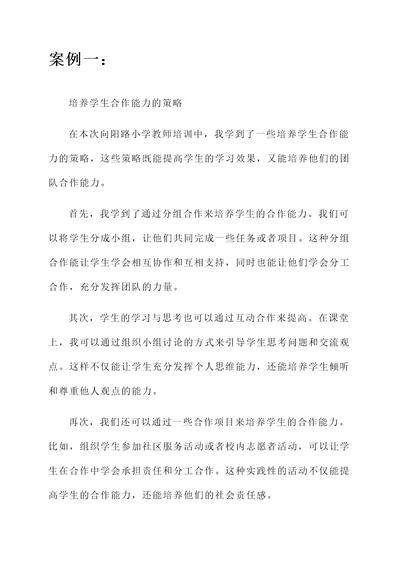 向阳路小学教师培训心得