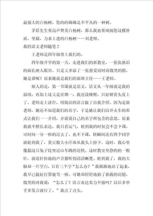 我的语文老师随笔