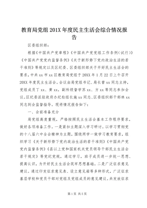 教育局党组201X年度民主生活会综合情况报告.docx